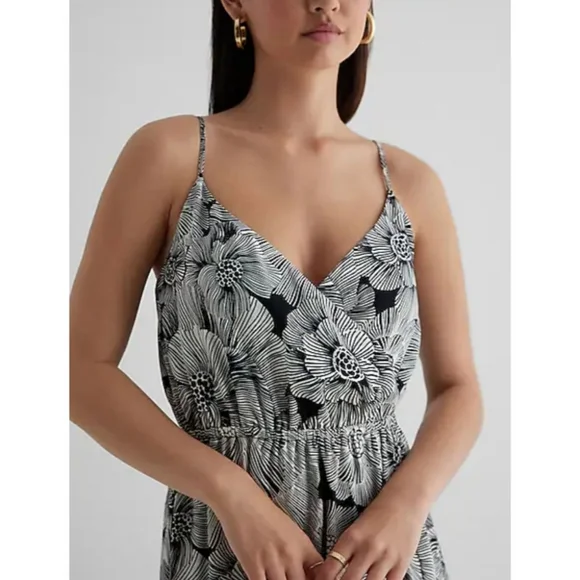 EXPRESS Satin Floral Wrap Front Tiered Maxi Dress - Picture 3 of 13